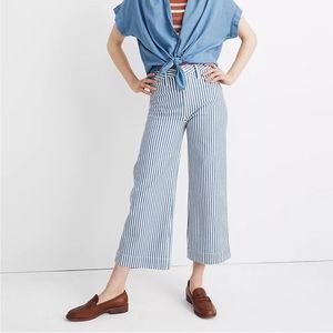 Madewell Emmett Wide-Leg Crop Pants in Herringbone Railroad Stripe